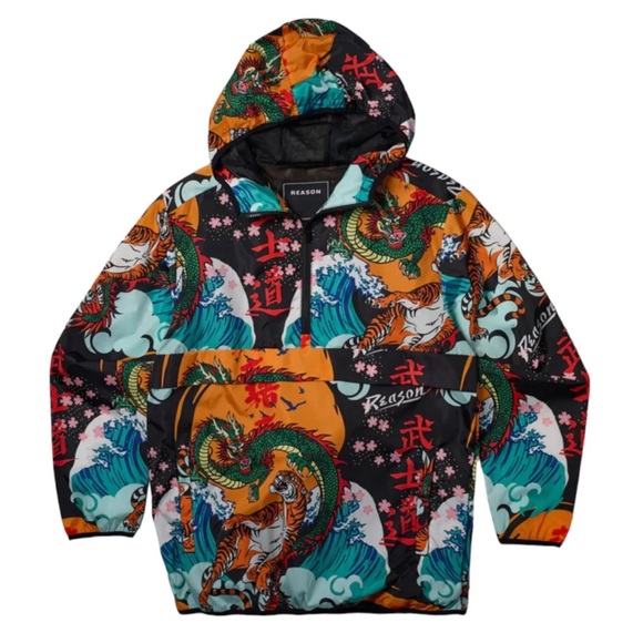 Other - •Kanji• Japan Print Half Zip Pull Over Jacket